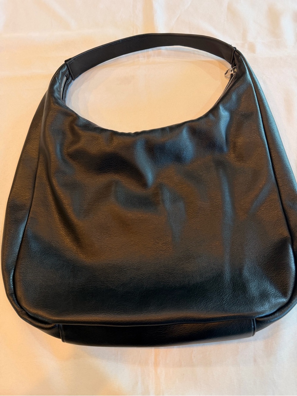 Pull&Bear Butter Soft Large Black Faux Leather Hobo Shopper Bag